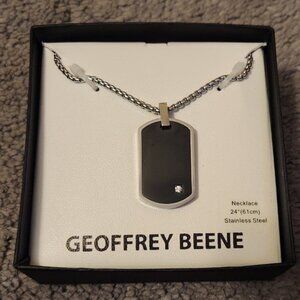 Stainless Steel Black and Silver Dog Tag Chain Necklace 24 inches
